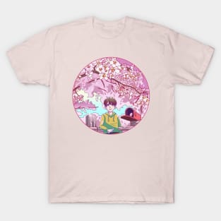 Man Standing Under The Sakura Tree T-Shirt